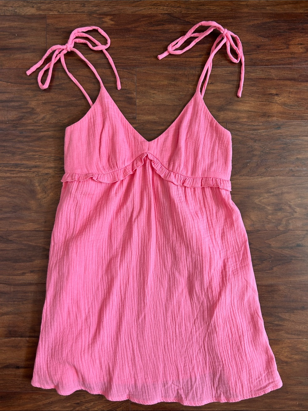 Pink Lily Hot Pink Tie-Shoulder V-Neck Beach Coverup